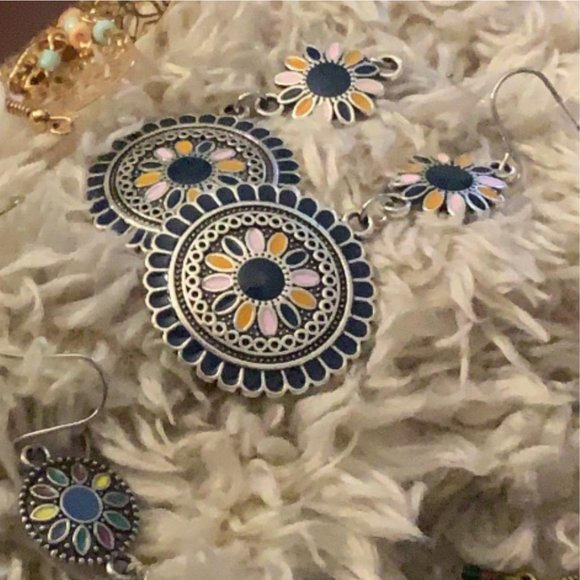 Flower Earrings Dangle Drop Dangling Unique Boho Bohemian Jewelry Ladies Fashion - Picture 2 of 6